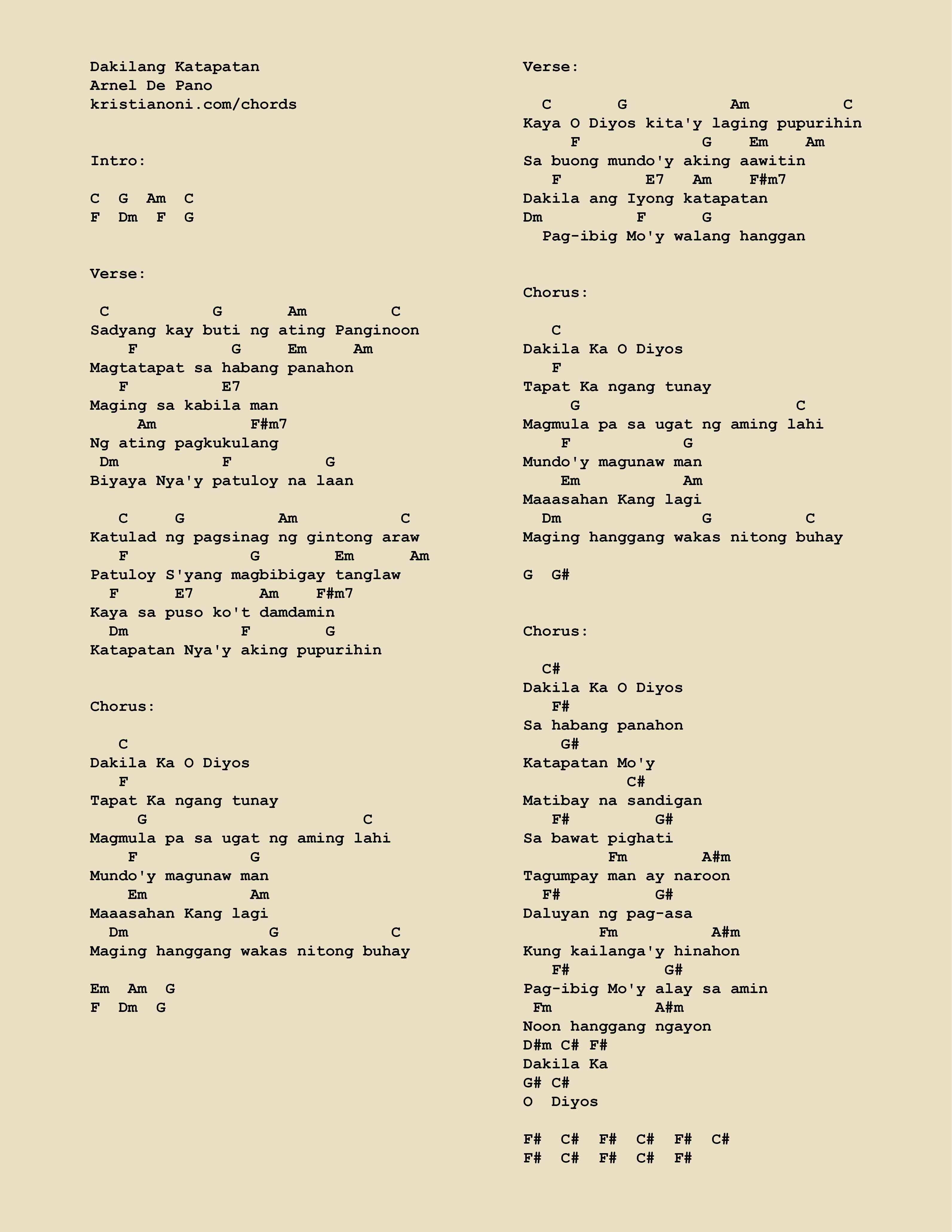 Dakilang Katapatan Chords