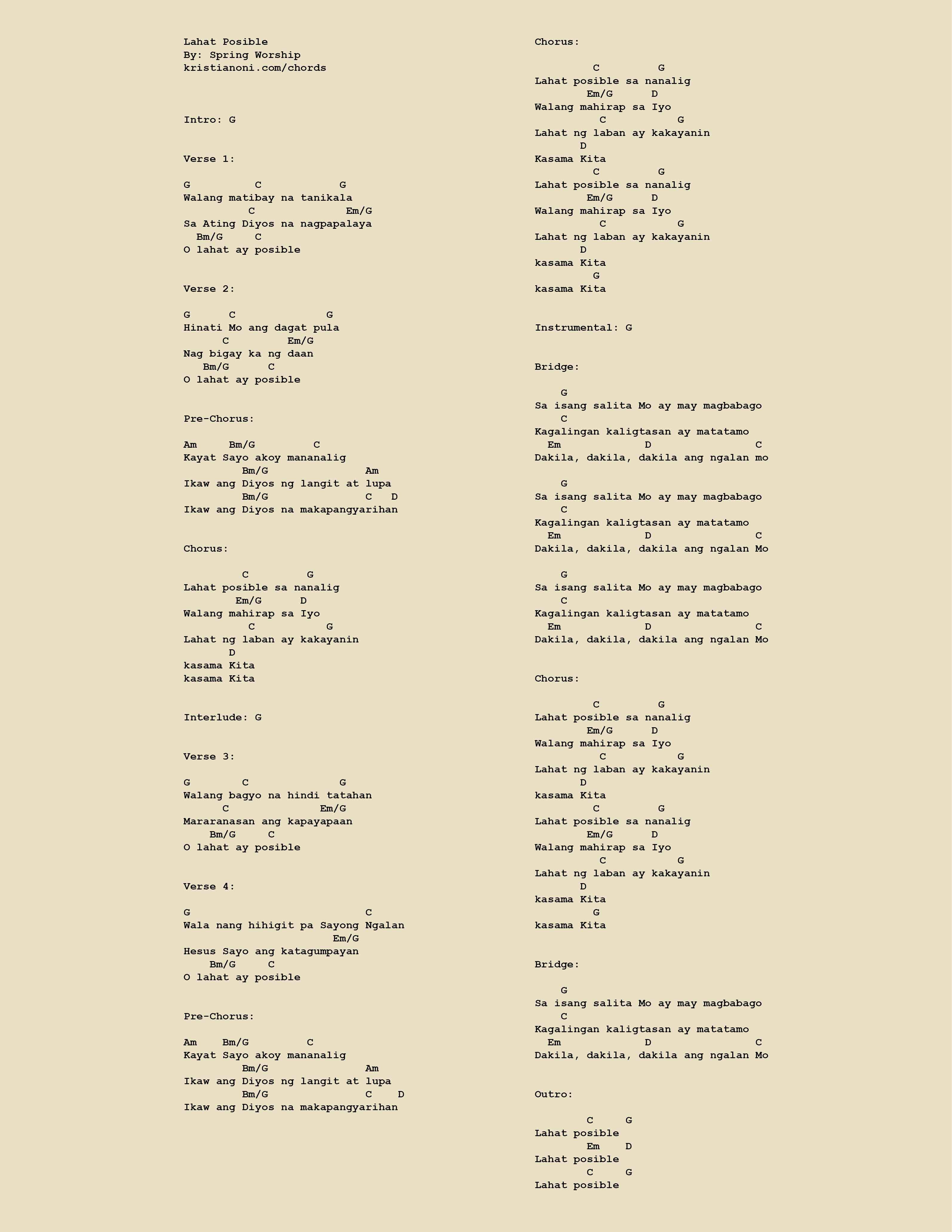 Lahat Posible Chords