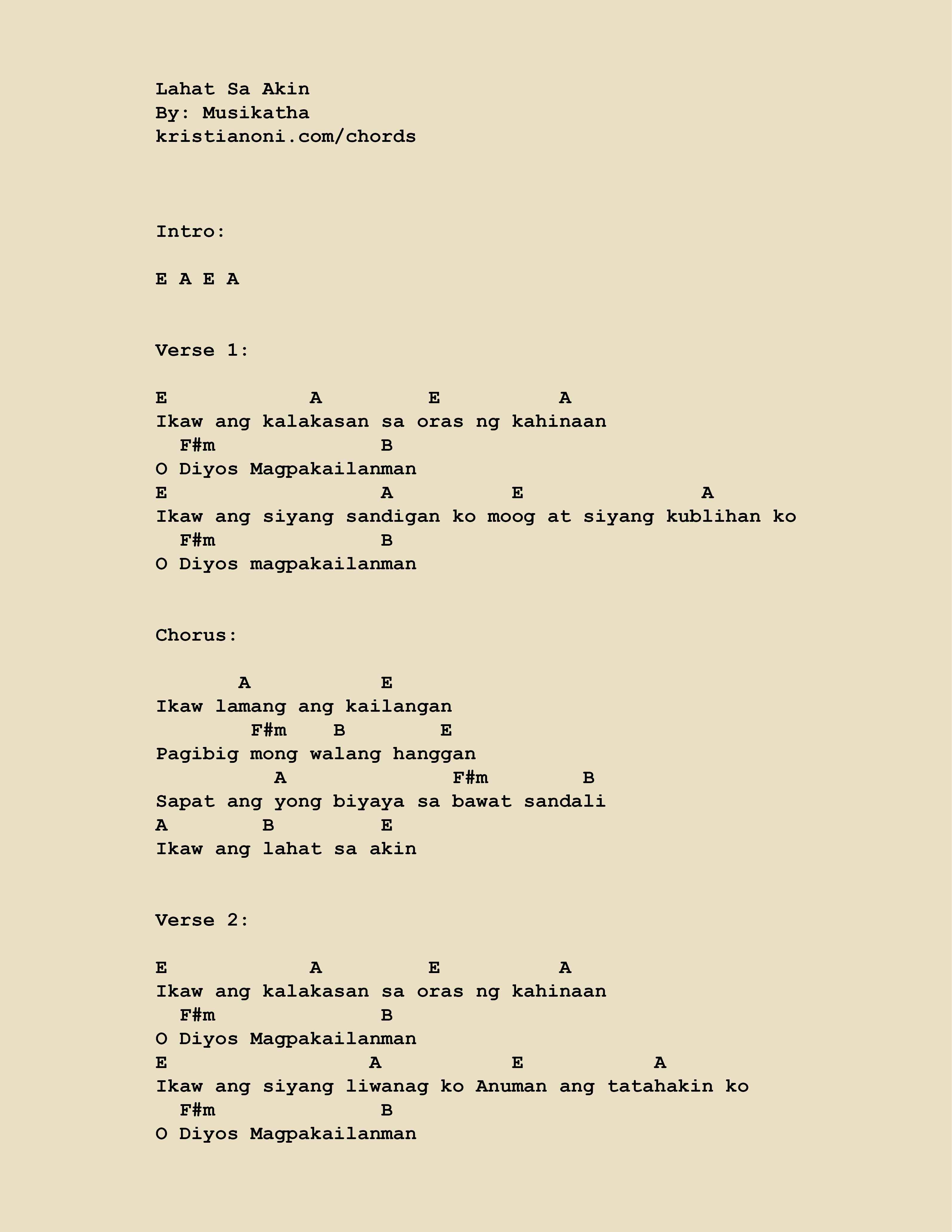 Lahat Sa Akin Chords