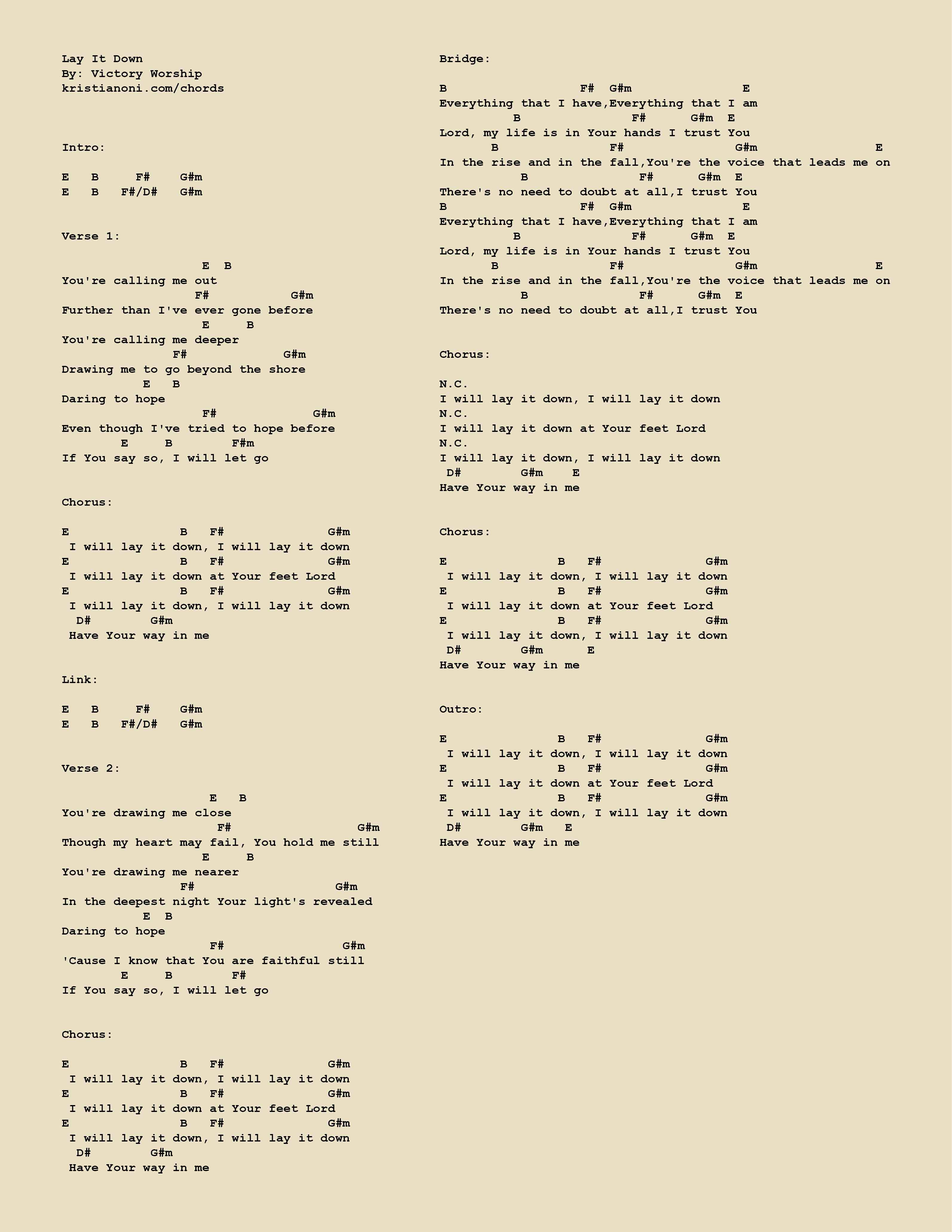 Lay It Down Chords
