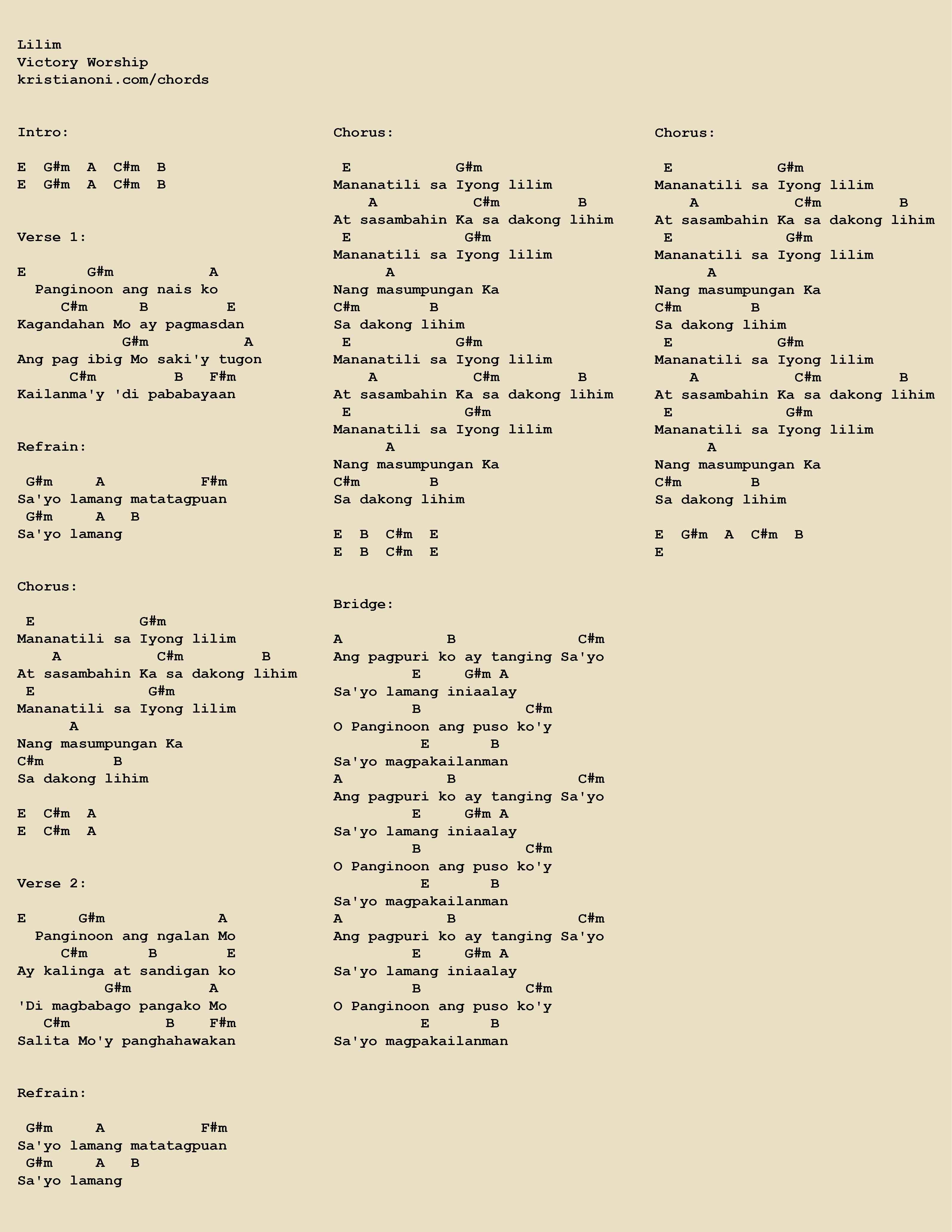 Lilim Chords