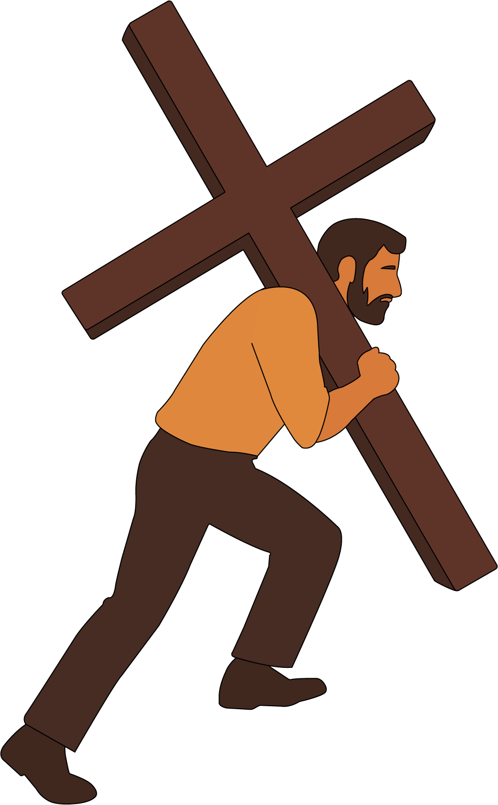 Man Climbing with Cross - Transparent Background